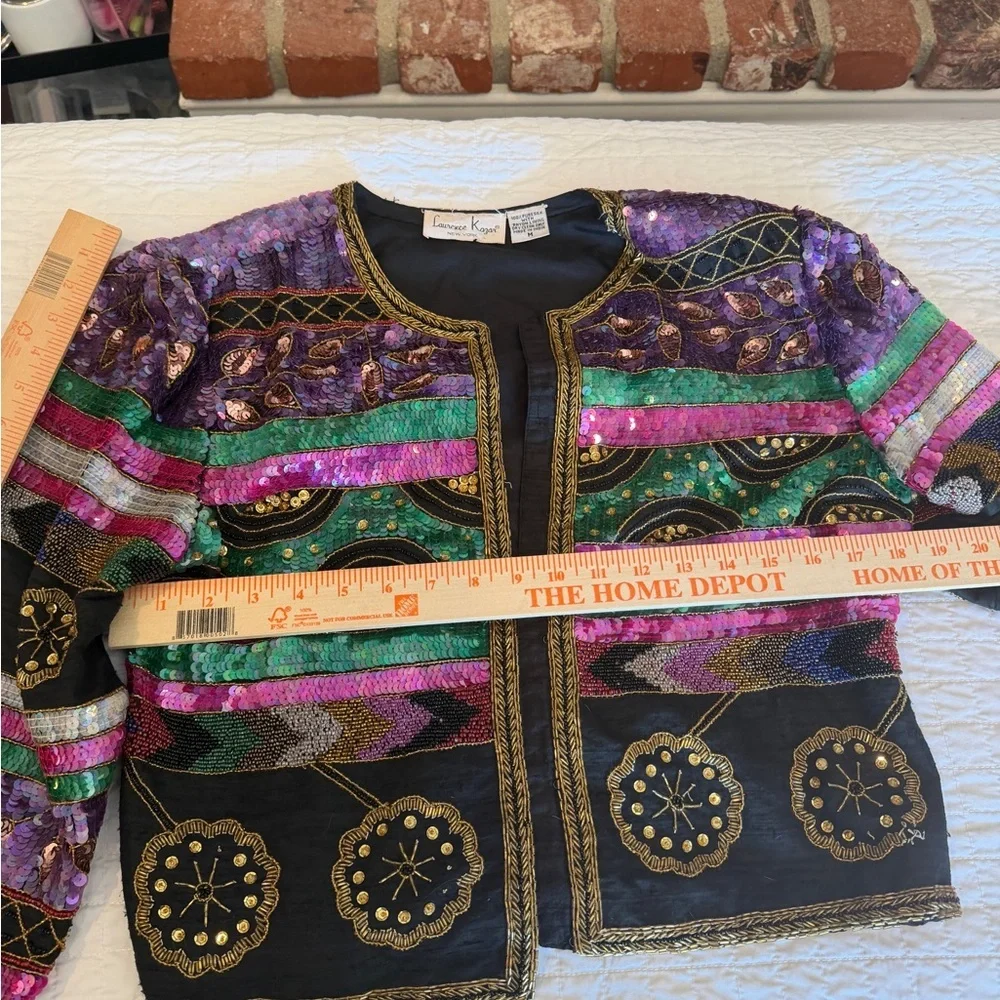 Colorful Vintage Embellished Silk Beaded Women's Jacket - Picture 4 of 8